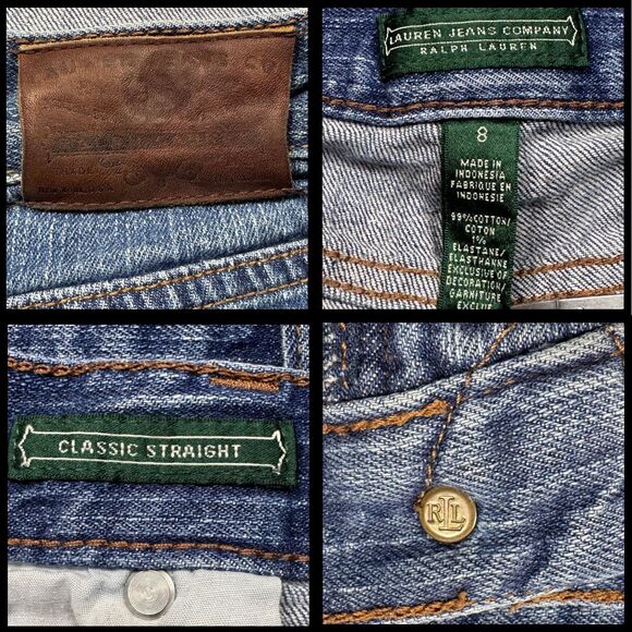 Ralph Lauren Womens Jeans Lauren‎ Jeans Company Classic Straight Denim Sz 8 Blue - Picture 8 of 8